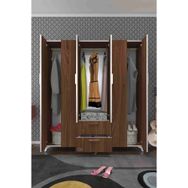 Kenzlife Glayör 168x150x42 cm Gri Ayaklı 6 Kapaklı Kapılı 2 Çekmeceli Gardrop