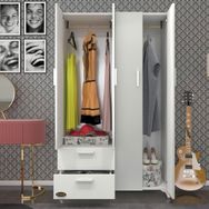 Kenzlife Gonca 4 Kapaklı Kapılı 2 Çekmeceli 168x100x42 CM Beyaz Gardrop