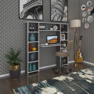 Kenzlife Gri 140x130x20 cm Raflı Ofis Bilgisayar Masası