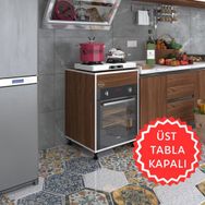 Kenzlife Kalimera Cvz 85x60x56 Fırın Ocak Dolabı Ayarlı Ayaklı Üstü Kapalı Ceviz Ankastre Modülü Kabini