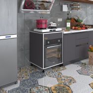 Kenzlife Kalimera Gri 85x60x56 Fırın Ocak Dolabı Ayarlı Ayaklı Üstü Kapalı Gri Ankastre Modülü Kabini