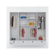 Kenzlife Kamil Beyaz 4 Bölmeli 4 Çekmeceli 182*200*42 cm Kapaksız Giysi Dolabı