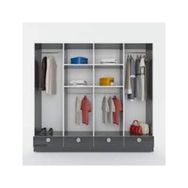 Kenzlife Kamil Gri 4 Bölmeli 4 Çekmeceli 182*200*42 cm Kapaksız Giysi Dolabı
