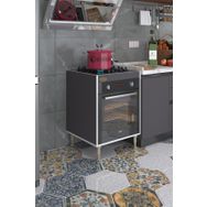 Kenzlife Lev Yaşin Gri 89-81x60x56 Fırın Ocak Dolabı Ayarlı Ayaklı Gri Ankastre Modülü Kabini