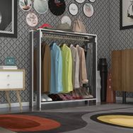 Kenzlife Maksut 135x100x40 Gri Askılık Ayakkabılık Giysi Dolabı Gardrop