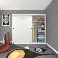 Kenzlife Papatya Sürgülü Kapaklı Beyaz 200 CM Gardrop