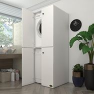 Kenzlife Roksana Beyaz Çamaşır Kurutma Çift Katlı Arkalıksız Makinesi Banyo Dolabı