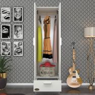 Kenzlife Şebboy 2 Kapılı Çekmeceli 168x50x42 CM Beyaz Gardrop