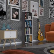 Kenzlife Süper Ga 120x40x19 cm 4 Katlı Tek Bölme Gri Kitaplık