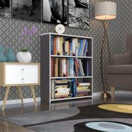 Kenzlife Süper Ga 90x80x19 cm 3 Katlı Tek Bölme Gri Kitaplık
