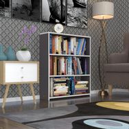 Kenzlife Süper Ga 90x80x19 cm 3 Katlı Tek Bölme Gri Kitaplık