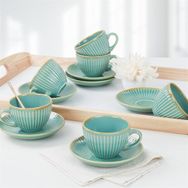 Keramika 12 Parça 6 Kişilik Q06 Teal Myra Çay Fincan Takımı