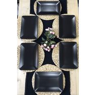 Keramika 6 Adet 31x21 cm Mat Siyah Kayık Servis Tabağı