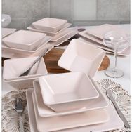 Keramika Kare Siera Mat Beyaz 6 Kişilik 24 Parça Yemek Takımı