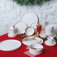Keramika Mat Beyaz Stackable Yemek / Kahvaltı Takımı