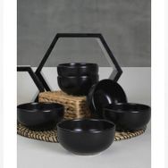 Keramika Mat Siyah 12 cm 6 Adet Çorba Kasesi