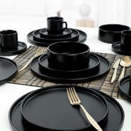 Keramika Mat Siyah Stackable 20 Parça 4 Kişilik Yemek Kahvaltı Takımı