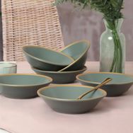 Keramika Mat Yeşil Gold File Hitit 18 cm 6 Adet Yemek Tabağı