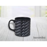 Keramika Silindirik Siyah Kemal Atatürk İmzalı 10 cm Kupa