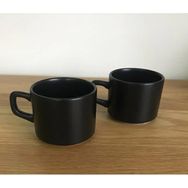 Keramika Siyah 8 cm 2'li Stackable Çay/Nescafe Fincanı