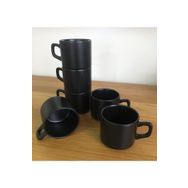 Keramika Siyah Stackable 6'lı 8 cm Çay Fincanı