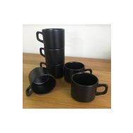 Keramika Stackable Siyah 8 cm Çay/Nescafe Fincanı