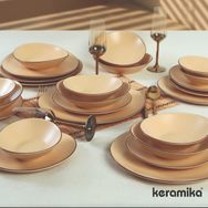Keramika Stella Mat Açık Kahve 24 Parça 6 Kişilik Yemek Takımı