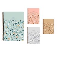 Keskin Color 16.5x22.5 cm 80 Yaprak Kareli PP Kapak Terrazzo Spiralli Defter