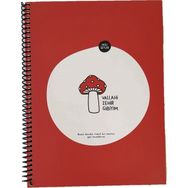 Keskin Color Hisli Şeyler 18,5*25 80 Yaprak Spiralli Kareli Karton Kapak Hafif Kağıt Stickerli - Kırmızı Defter