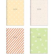 Keskin Color Karton Kapak Hafif Kağıt Mercan 2 Çizgili + 2 Düz 14x20 cm 24 Yaprak 4'lü Defter