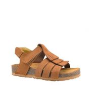Kids A More Luve Taba Tek Cırtlı Püsküllü Deri Unisex Çocuk Sandalet