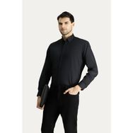 Kiğılı Uzun Kol Regular Fit Siyah Non Iron Ütü Gerektirmeyen Pamuklu Gömlek Erkek Klasik Stil