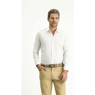 Kiğılı Uzun Kol Slim Fit Dar Kesim Beyaz Pamuklu Gömlek Erkek Klasik Stil Ütü Gerektirmeyen - 7XL