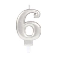Kikajoy Gümüş Işıltılı 6 Rakam Mum