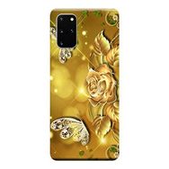 Kılıf Merkezi 135 Samsung Galaxy S20 Plus SM-G985F Gül ve Kelebk Baskılı Silikon Kılıf