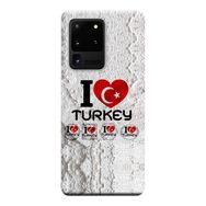 Kılıf Merkezi 158 Samsung Galaxy S20 Ultra SM-G988B I Love Turkey Baskılı Silikon Kılıf
