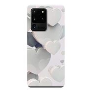 Kılıf Merkezi 259 Samsung Galaxy S20 Ultra SM-G988B Beyaz Kalpler Baskılı Silikon Kılıf