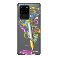 Kılıf Merkezi 350 Samsung Galaxy S20 Ultra SM-G988B Holi Pichkari Baskılı Silikon Kılıf