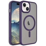Kilifplus iPhone 15 (6.1) Mat Arka Yüzey Wireless Şarj Özellikli Zore Flet Magsafe Kapak Koyu Mor Kılıf