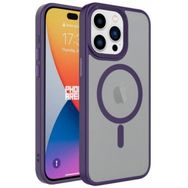 Kilifplus iPhone 15 Pro Max (6.7) Mat Arka Yüzey Wireless Şarj Özellikli Zore Flet Magsafe Kapak Koyu Mor Kılıf