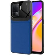 Kilifplus Oppo Reno 5 Lite Deri Görünümlü Emiks Kapak Mavi Kılıf