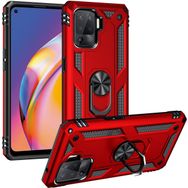 Kilifplus Oppo Reno 5 Lite Zırhlı Standlı Mıknatıslı Tank Kapak Kırmızı Kılıf