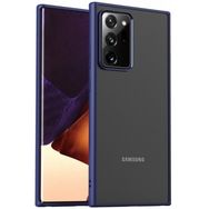 Kilifplus Samsung Galaxy Note 20 Arkası Cam Kenarları Hom Kapak Mavi Silikon Kılıf