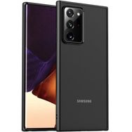 Kilifplus Samsung Galaxy Note 20 Arkası Cam Kenarları Hom Kapak Siyah Silikon Kılıf