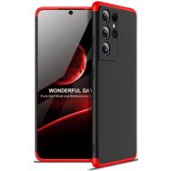 Kilifplus Samsung Galaxy S22 Ultra 3 Parçalı 360 Tam Korumalı Rubber AYS Kapak Kırmızı Siyah Kılıf
