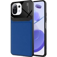 Kilifplus Xiaomi Mi 11 Lite Deri Görünümlü Emiks Kapak Mavi Kılıf