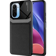 Kilifplus Xiaomi Poco F3 Deri Görünümlü Emiks Kapak Siyah Kılıf