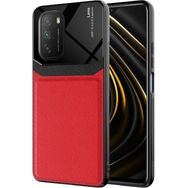 Kilifplus Xiaomi Poco M3 Deri Görünümlü Emiks Kapak Kırmızı Telefon Kılıfı