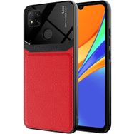 Kilifplus Xiaomi Redmi 9C Deri Görünümlü Emiks Kapak Kırmızı Kılıf