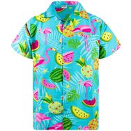 King Kameha Funky Hawaii Flamingo Kavun Turkuaz Erkek Gömlek